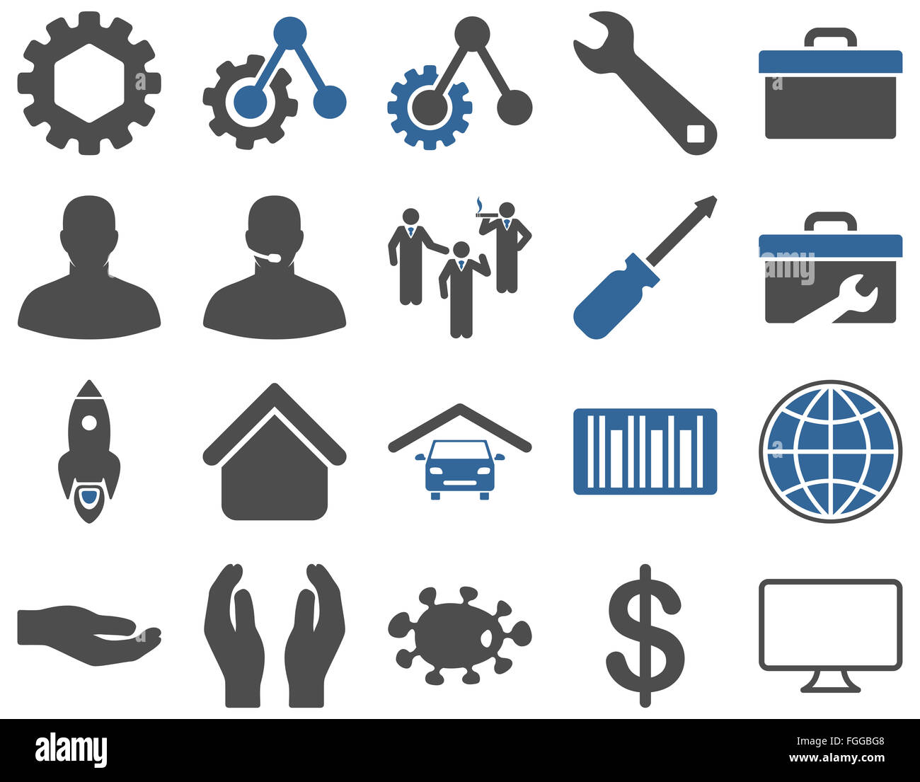 Einstellungen und Tools Icons Stockfoto