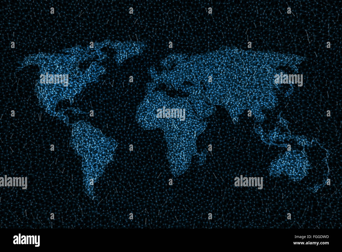 Weltkarte, vertreten durch Linien der digitalen Verbindungen. Bild-Konzept der digitalen Welt. Stockfoto