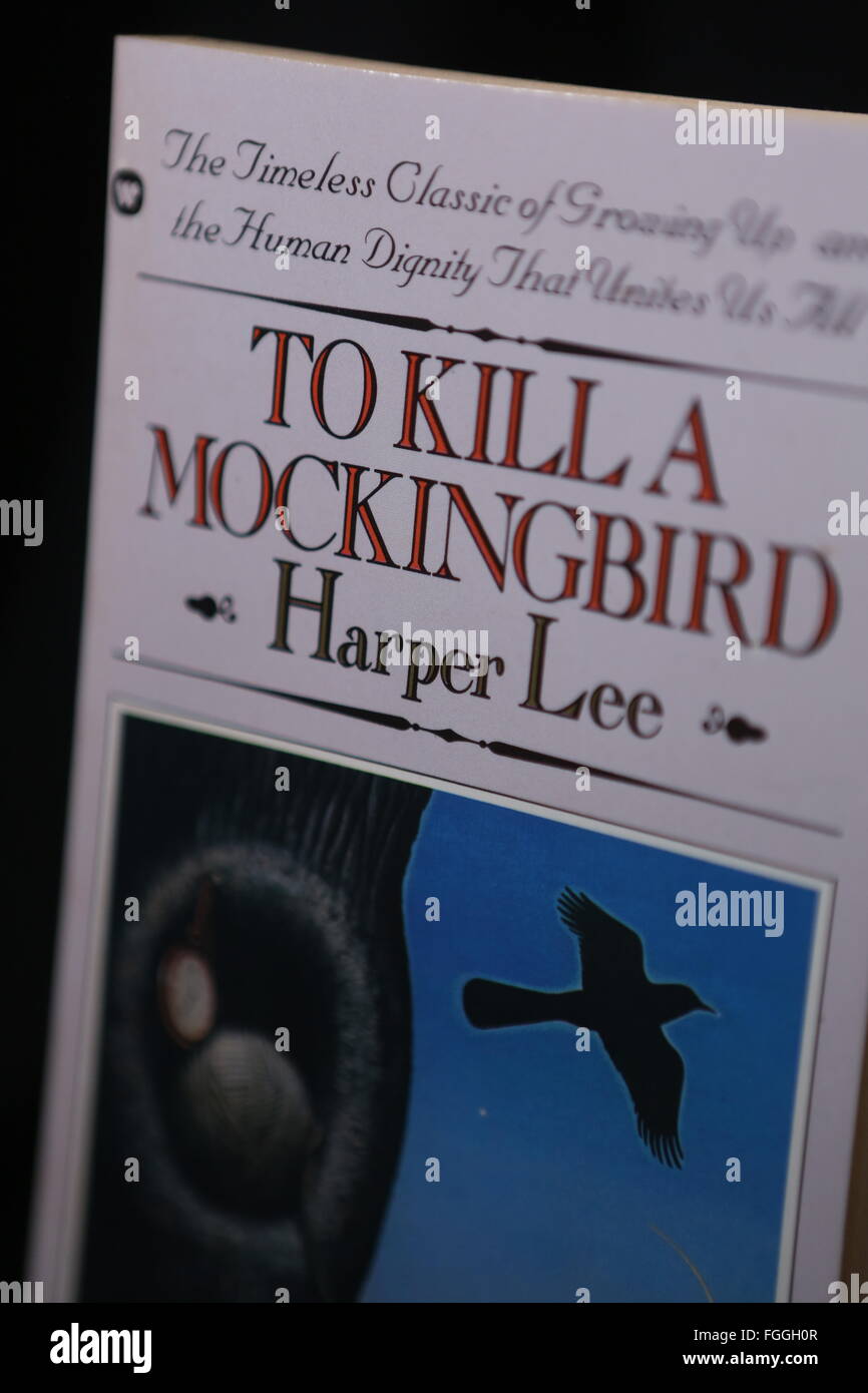 Berlin, Deutschland. 19. Februar 2016. Eine Kopie der "Zu Kill A Mockingbird," von amerikanischen Autorin Harper Lee geschrieben und erstmals im Jahr 1960 veröffentlicht sieht in ein Foto-Illustration am 19. Februar 2016 in Berlin, Deutschland. Lee, Autor des Romans sowie "Go einen Wächter gesetzt" 1957 geschrieben, aber zuerst veröffentlicht vor einem Jahr starb heute im Alter von 89 Jahren. Bildnachweis: Adam Berry/Alamy Live-Nachrichten Stockfoto