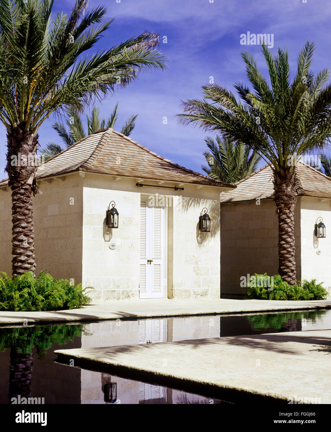 Eine Massage Cabana "Feuer" im The Spa im Spa Palmen genannt. Das Palms Resort, Turks- und Caicosinseln. British West Indies Stockfoto