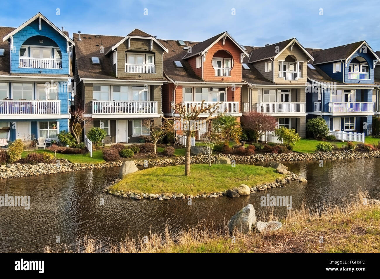 Moderne Häuser in Richmond, British Columbia, Kanada. Stockfoto