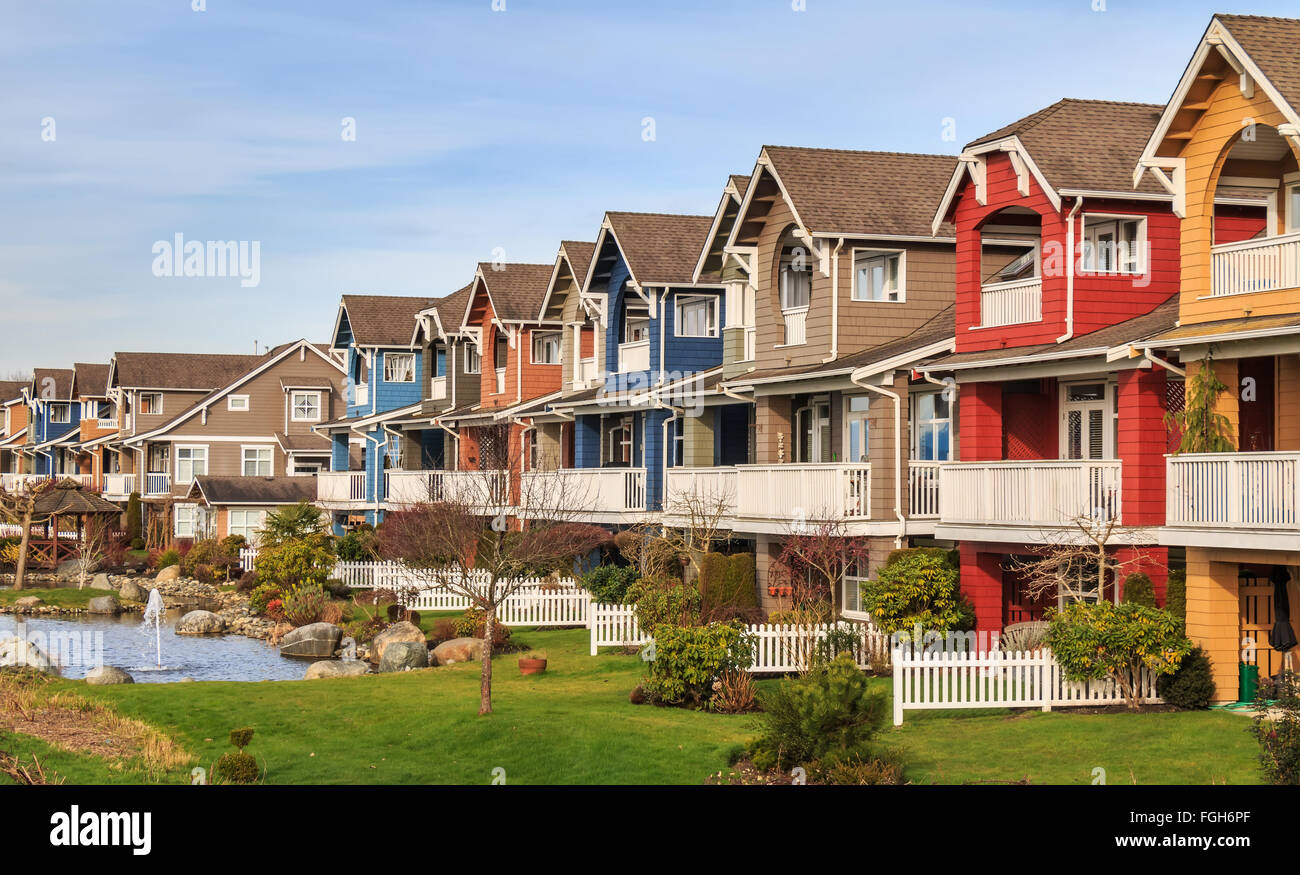Moderne Häuser in Richmond, British Columbia, Kanada. Stockfoto