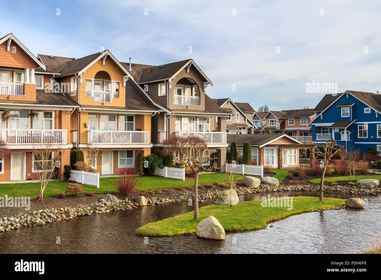 Moderne Häuser in Richmond, British Columbia, Kanada. Stockfoto