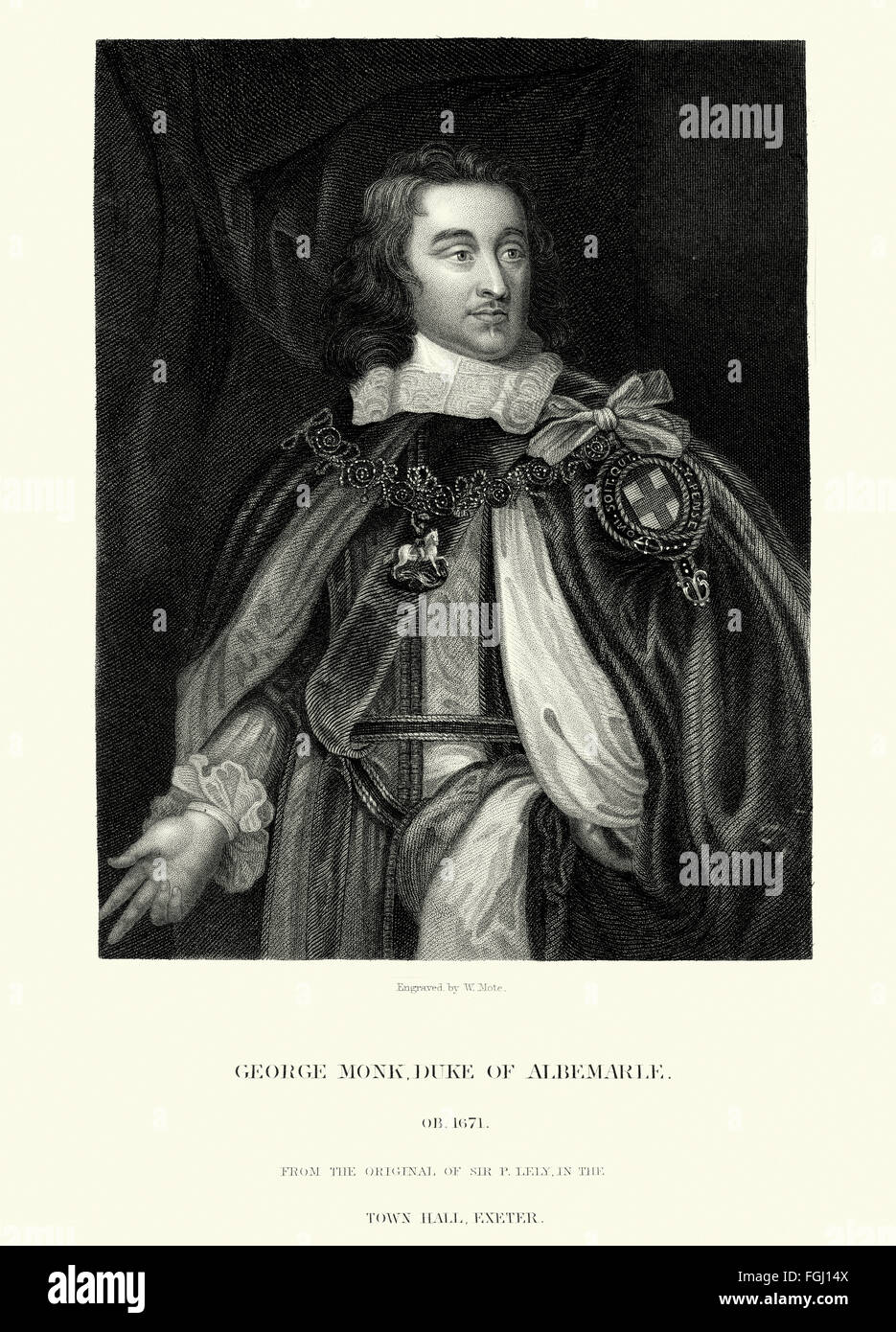 Porträt von George Monck, 1. Herzog von Albemarle 1608 bis 1670 ein englischer Soldat, Politiker und einen Schlüssel herausfinden in bewirken die Re Stockfoto