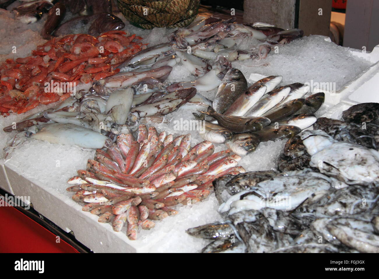 Rialto Fischmarkt, Campo de Pescheria, San Polo, Venedig, Veneto, Italien, Adria, Europa Stockfoto