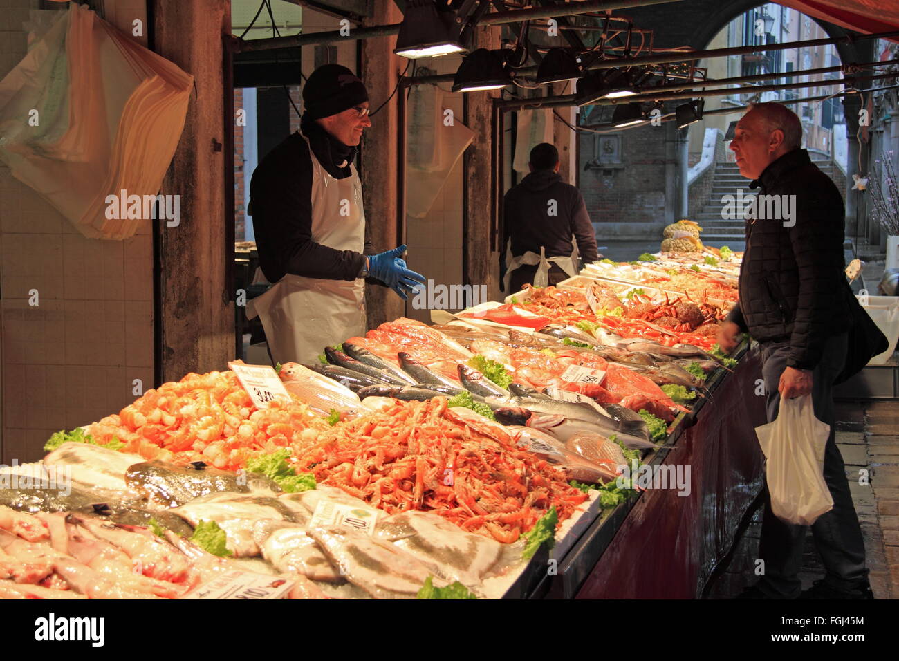 Rialto Fischmarkt, Campo de Pescheria, San Polo, Venedig, Veneto, Italien, Adria, Europa Stockfoto