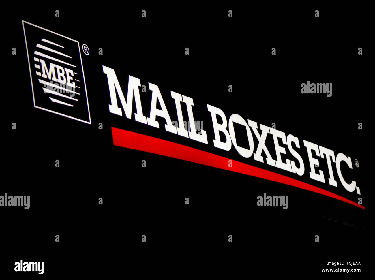 Markenname: "MBE Mail Boxes etc.", Berlin. Stockfoto