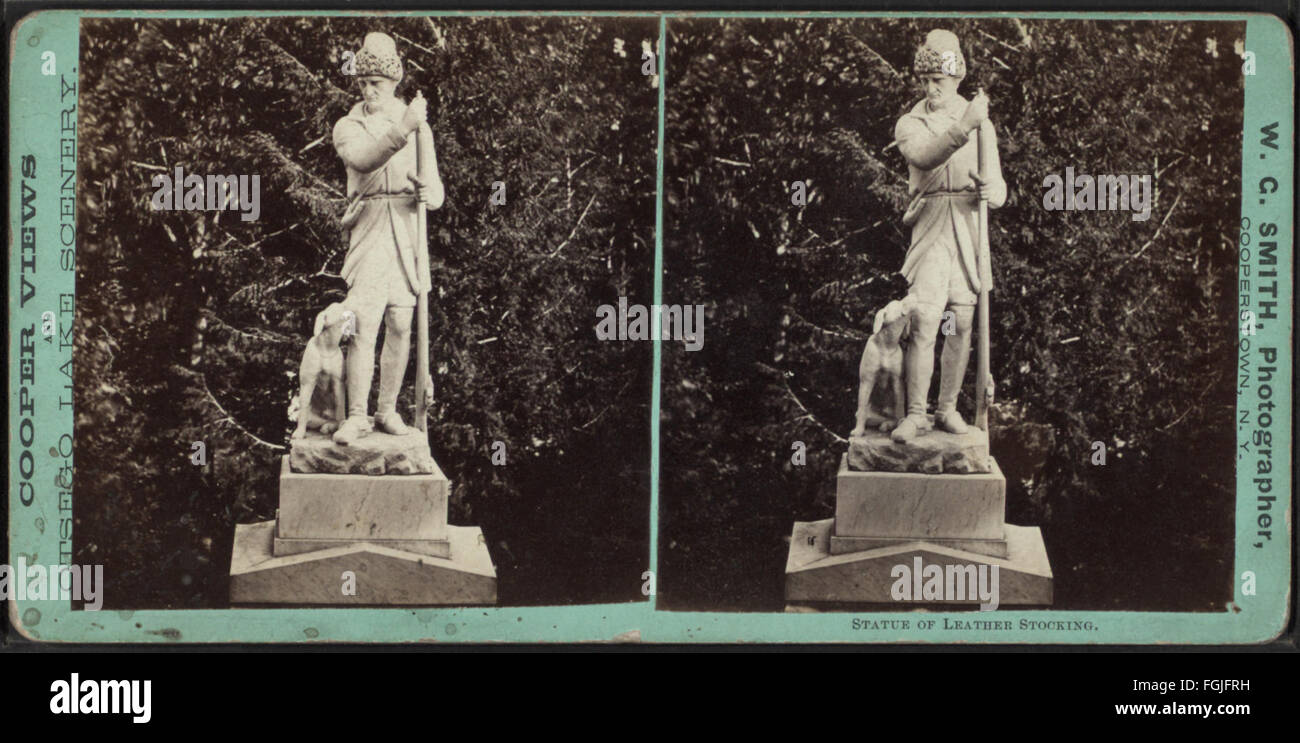 Statue des Leders Strumpf (Lederstrumpf) von Smith, Washington G., 1828-1893 Stockfoto