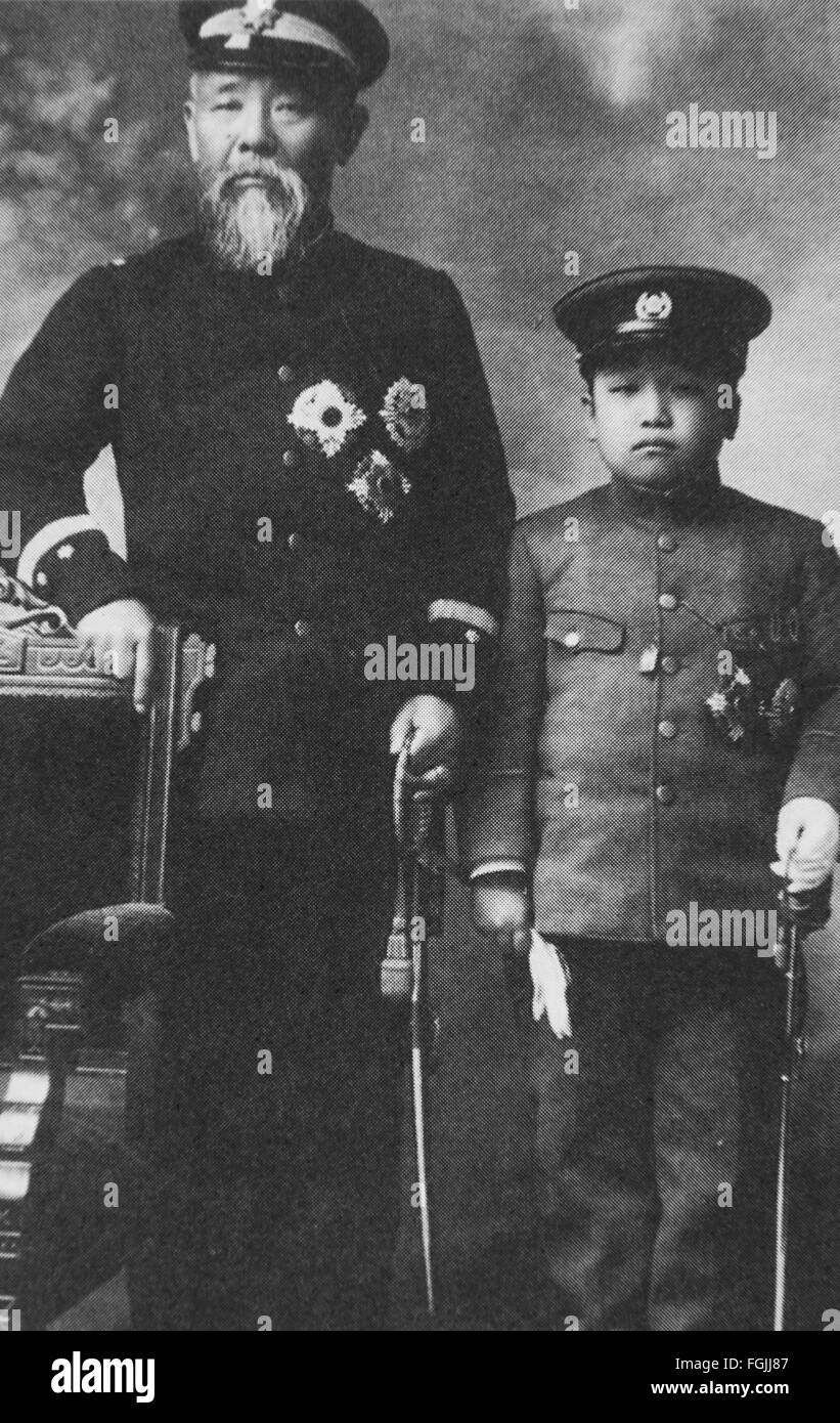 Hirobumi Ito und letzte Prinz von koreanischen Reiches Yi Un. 1907. Stockfoto