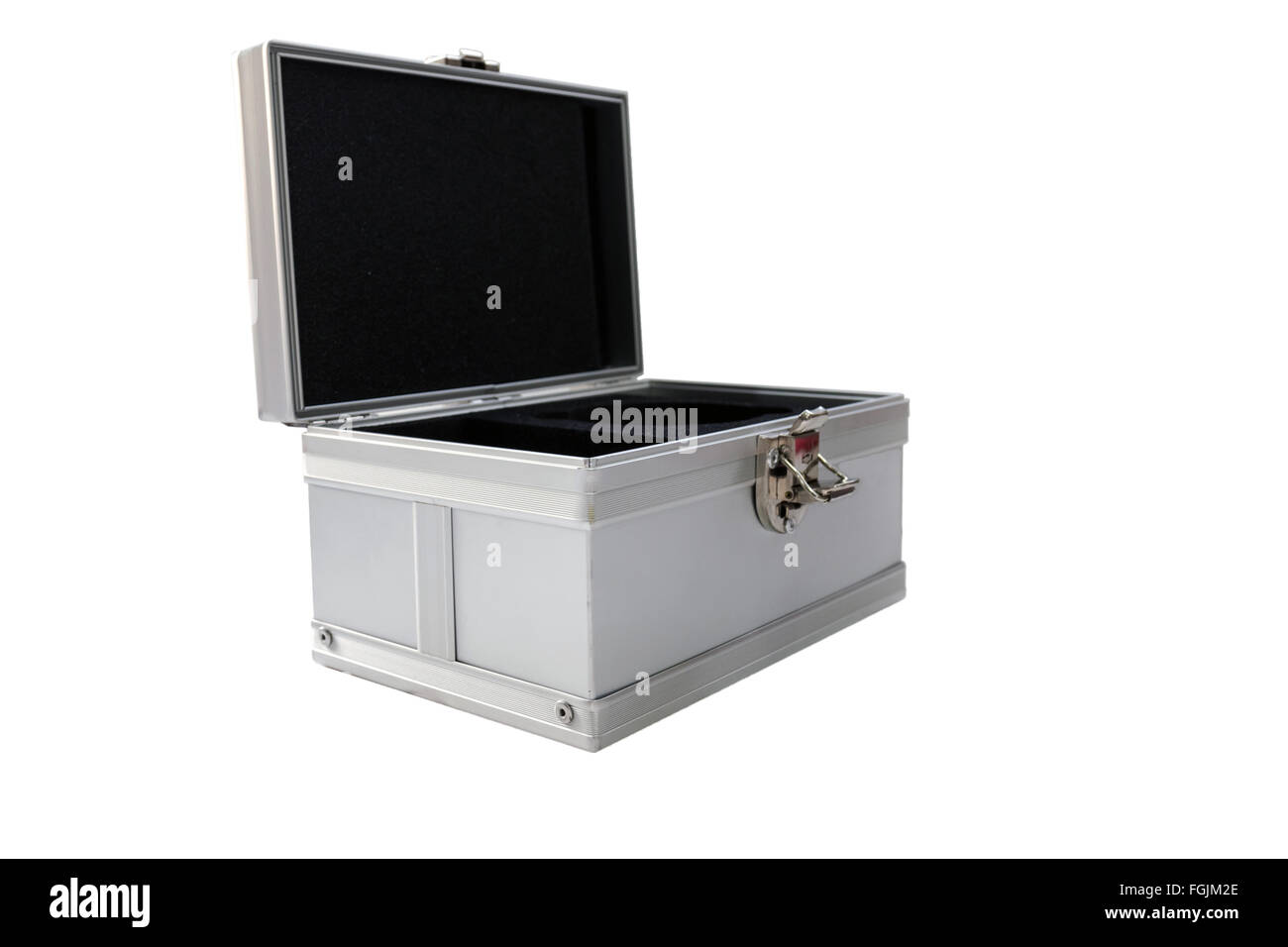 Aluminium Silber Toolbox isoliert auf weißem Hintergrund. Stockfoto