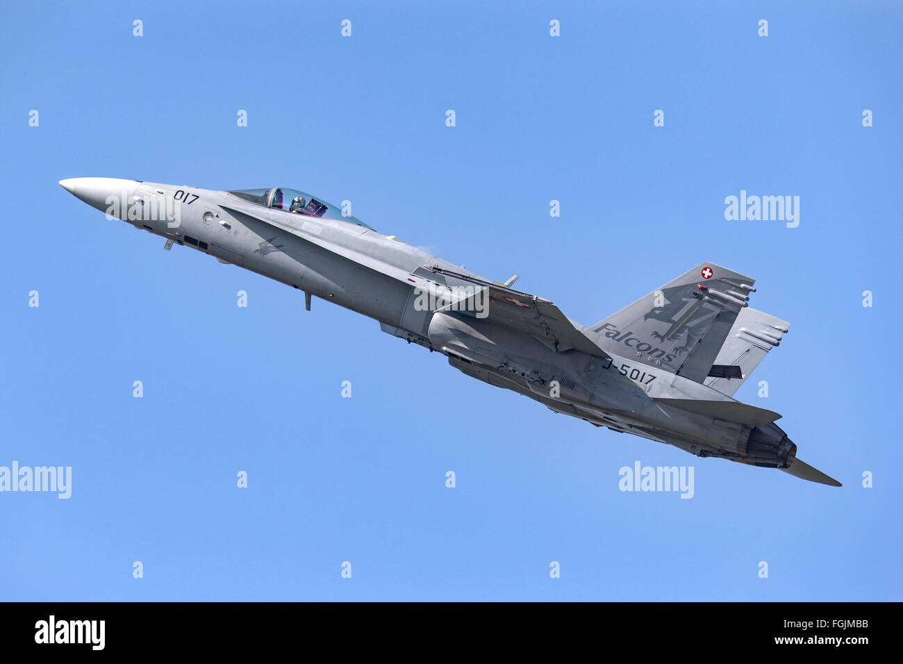McDonnell Douglas F/A - 18C Hornet J-5017 der Schweizer Luftwaffe Stockfoto