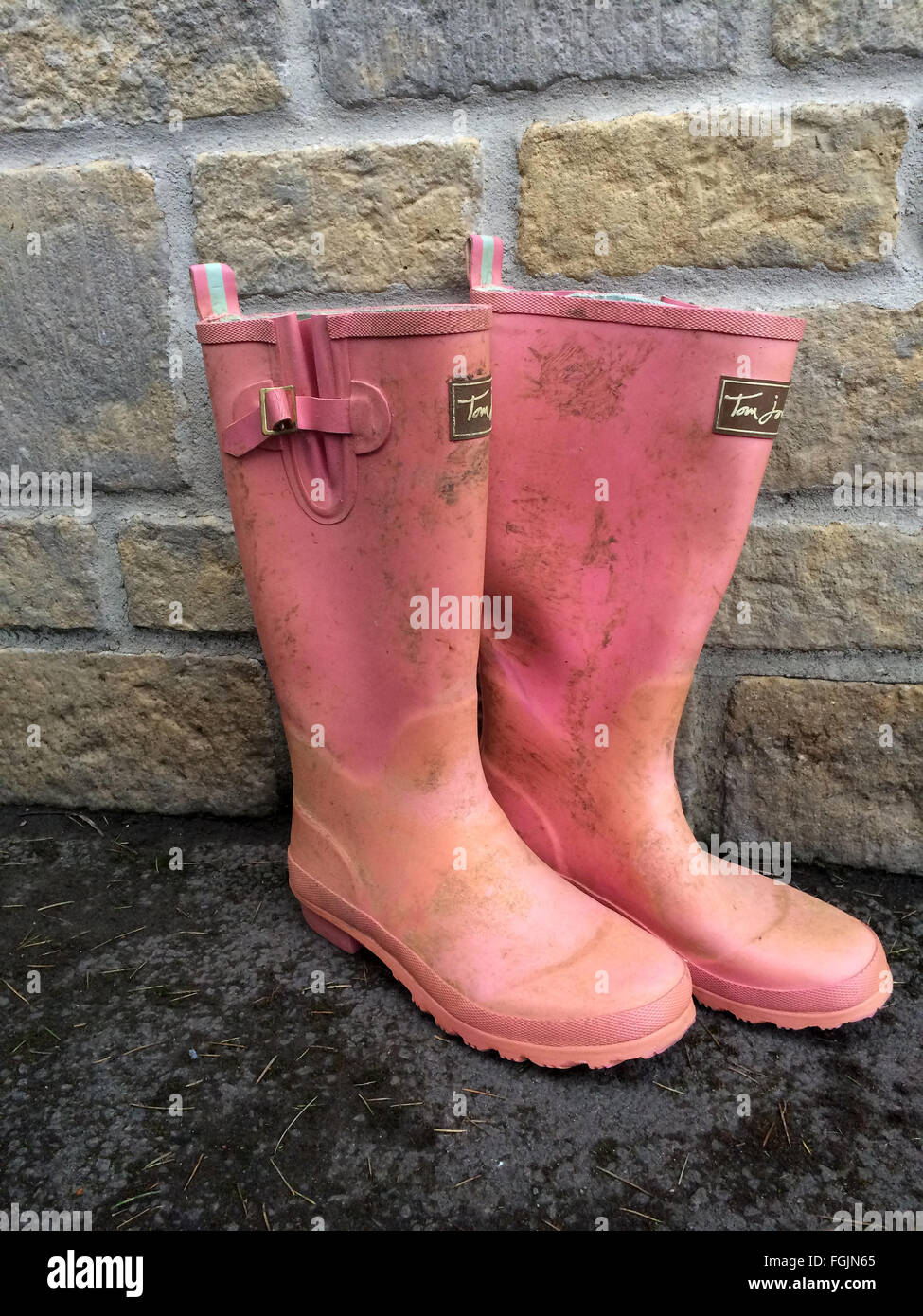 Hell rosa Up Markt posh Wellington Gummistiefel 30. Januar 2016 Stockfoto