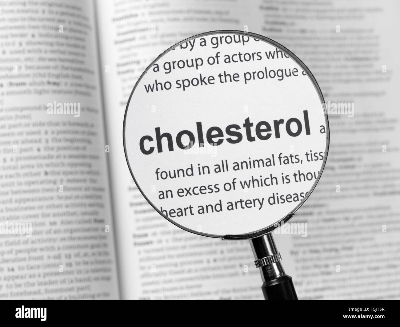 Wörterbuch, die Hervorhebung von Cholesterin Stockfoto