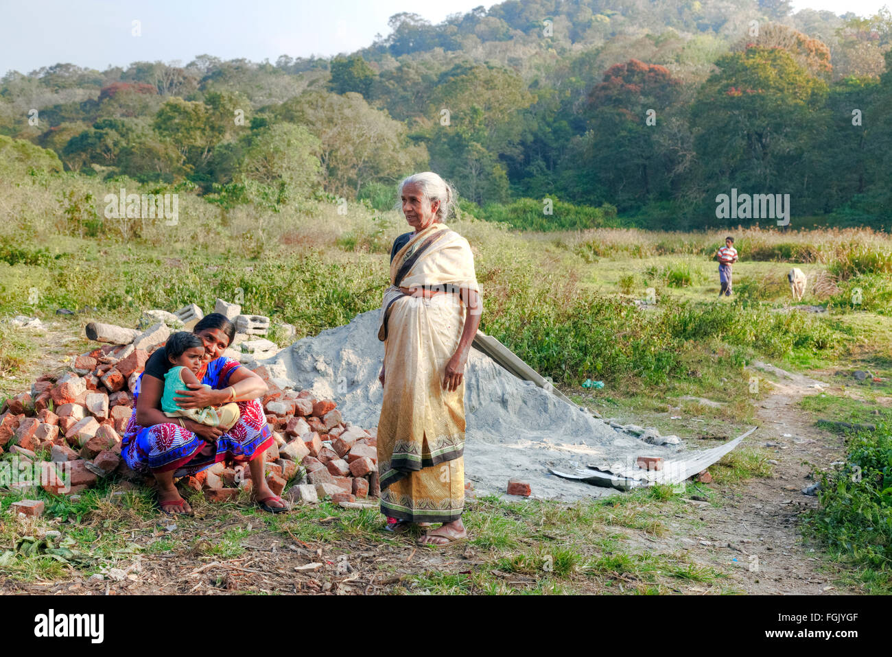 Landleben in Thekkady, Periyar, Kerala, Südindien Stockfoto