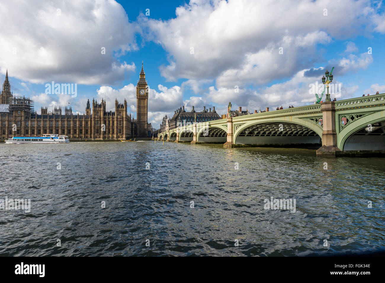 Die Themse, Westminster Bridge und Big Ben, Houses of Parlament London England UK Stockfoto