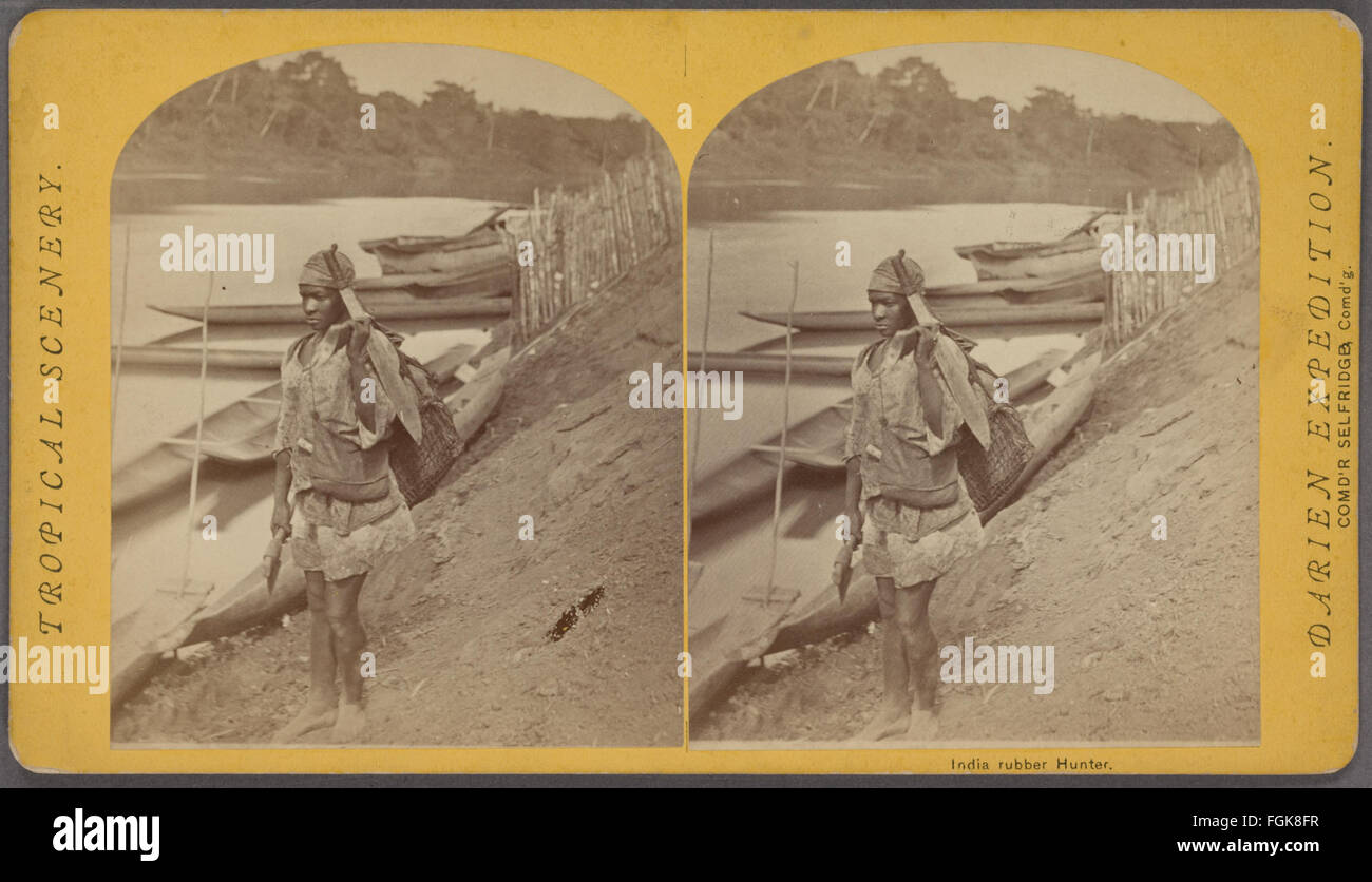 Kautschuk-Jäger aus Robert N. Dennis Sammlung von stereoskopischen Ansichten Stockfoto