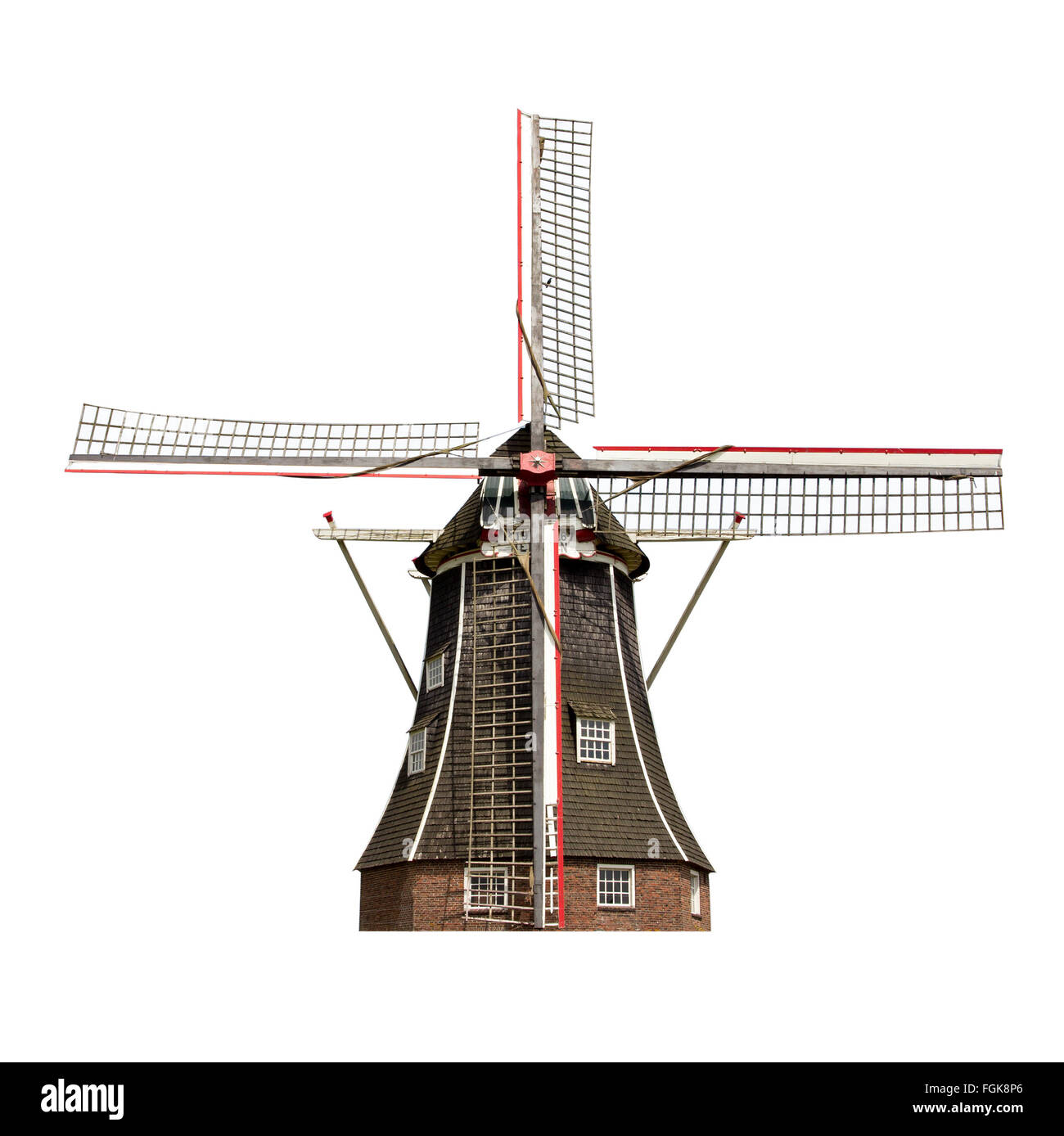 Holländische Windmühle isoliert Stockfoto