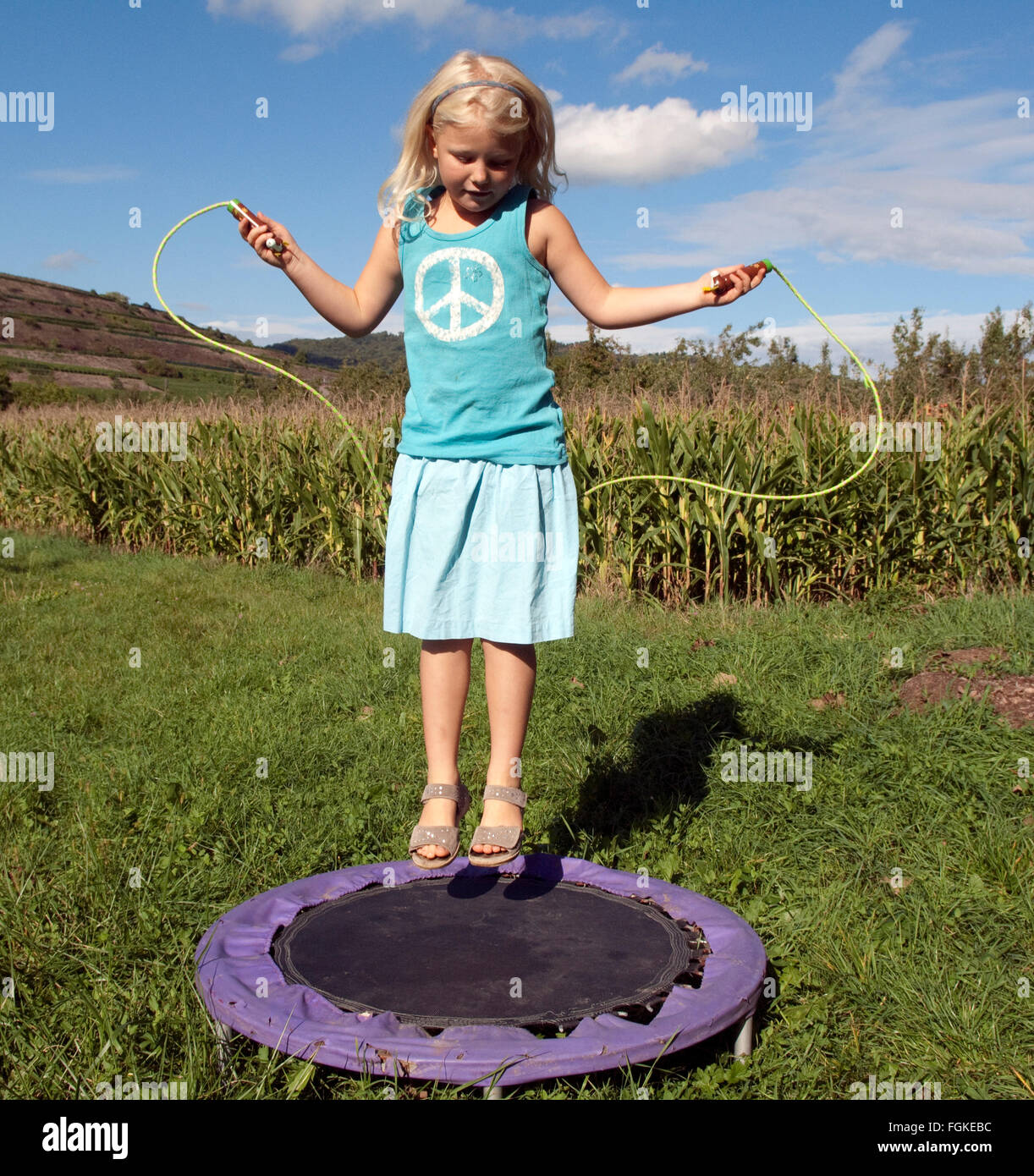 Näher; Trampolin Stockfoto