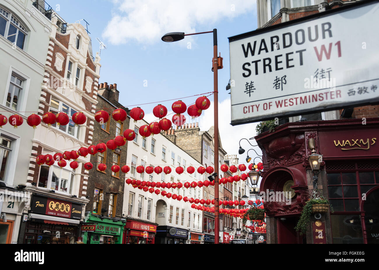 Wardour Street, das chinesische Neujahr in Chinatown London, Großbritannien Stockfoto