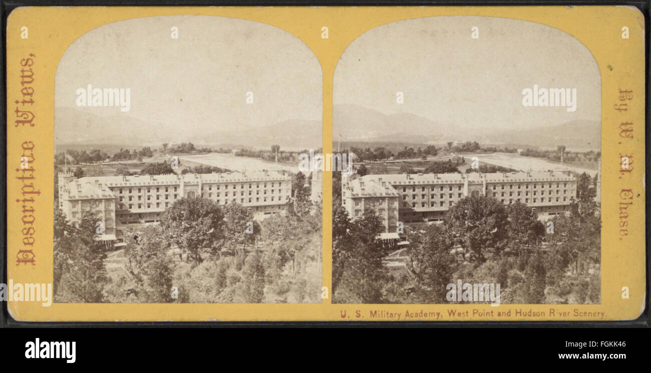 U. S. Military Academy, Westpunkt und Hudson River Landschaft von Chase, W. M. (William M.), ca. 1818-1901 Stockfoto