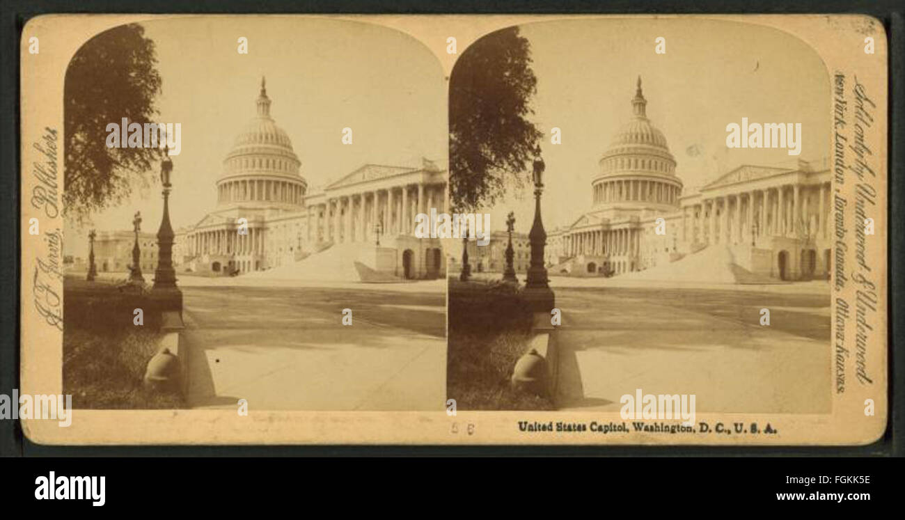 Diese historische Fotografie von John F. Jarvis zeigt das Kapitol der Vereinigten Staaten in Washington, D.C. und zeigt seine architektonische Pracht und das politische Zentrum der Nation Mitte des 19. Jahrhunderts. Stockfoto