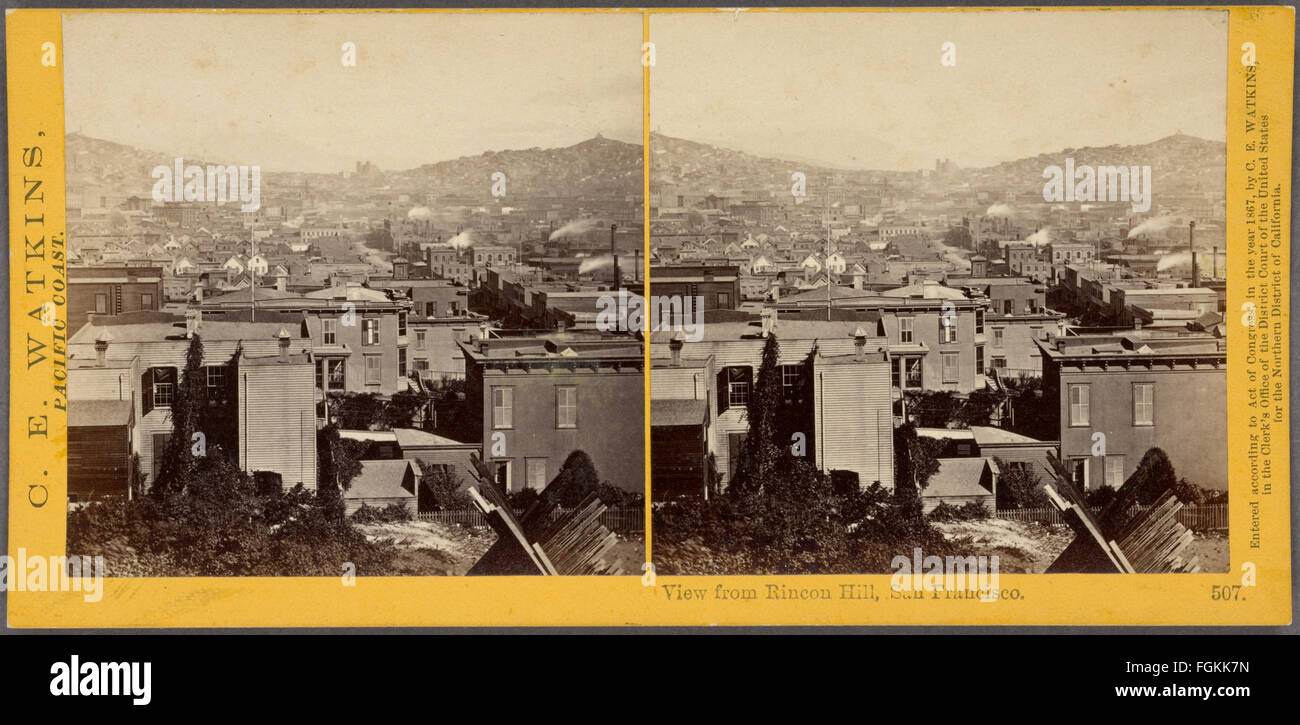 Ansichten von Rincon Hügel, San Francisco, von Watkins, Carleton E., 1829-1916 Stockfoto