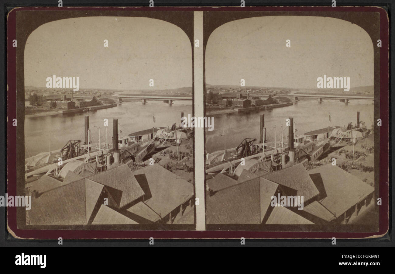 Ansicht von Troja, inklusive Blick auf Dampfschiffe und Brücke, von J. M. Capper Stockfoto