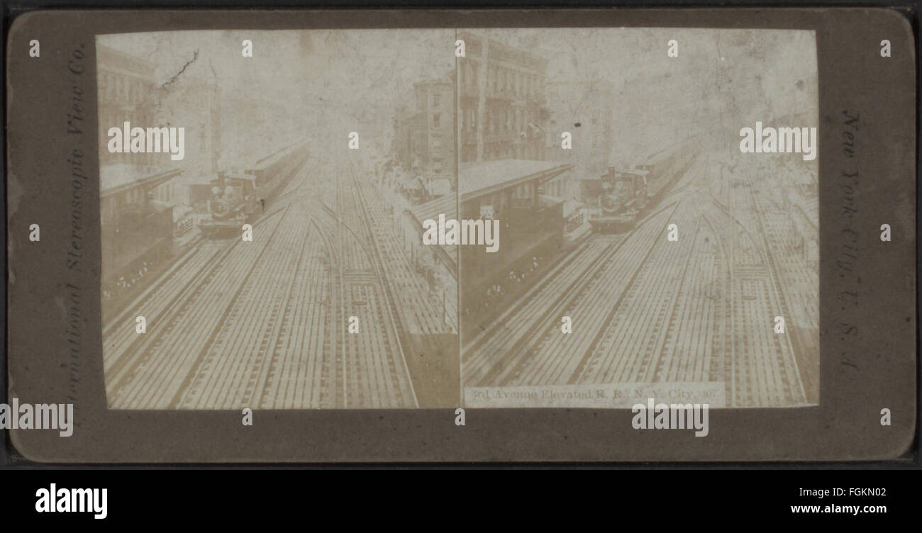 3rd Avenue erhöhte R.R, N. Y. Stadt, aus Robert N. Dennis Sammlung von stereoskopischen Ansichten Stockfoto