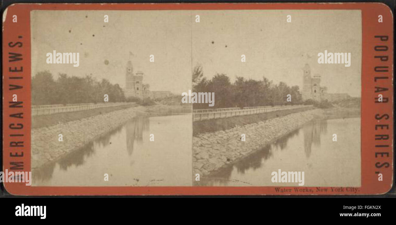 Wasserwerke, New York City. (Reservoir, Central Park), aus Robert N. Dennis Sammlung von stereoskopischen Ansichten Stockfoto