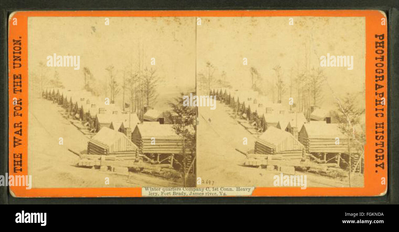 Winter Viertel Gesellschaft C, 1. Conn Heavy (Artil) Enthusiasmus Fort Bradley James River, Va, aus Robert N. Dennis Sammlung von stereoskopischen Ansichten Stockfoto