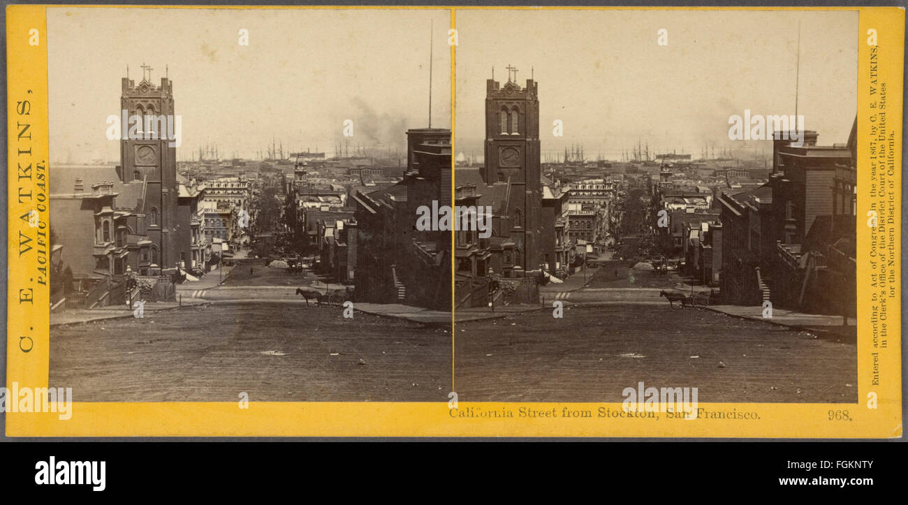 California Street von Stockton, San Francisco, von Watkins, Carleton E., 1829-1916 Stockfoto