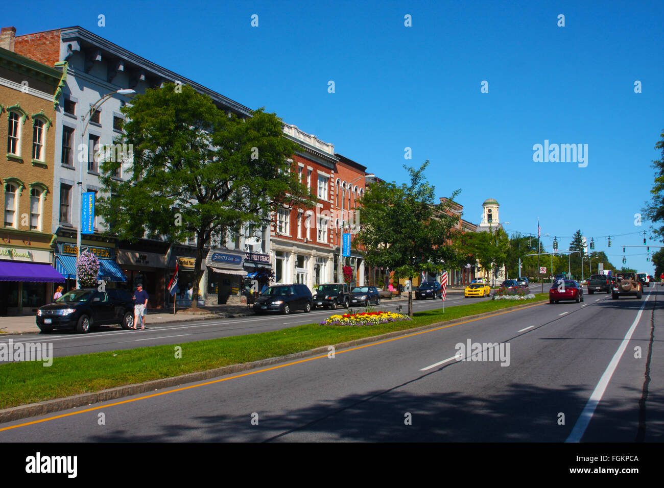 Canandaigua, New York, Canandaigua Lake North Main Street, eine Autobahn, die Hauptverkehrsader der Stadt ist. Stockfoto