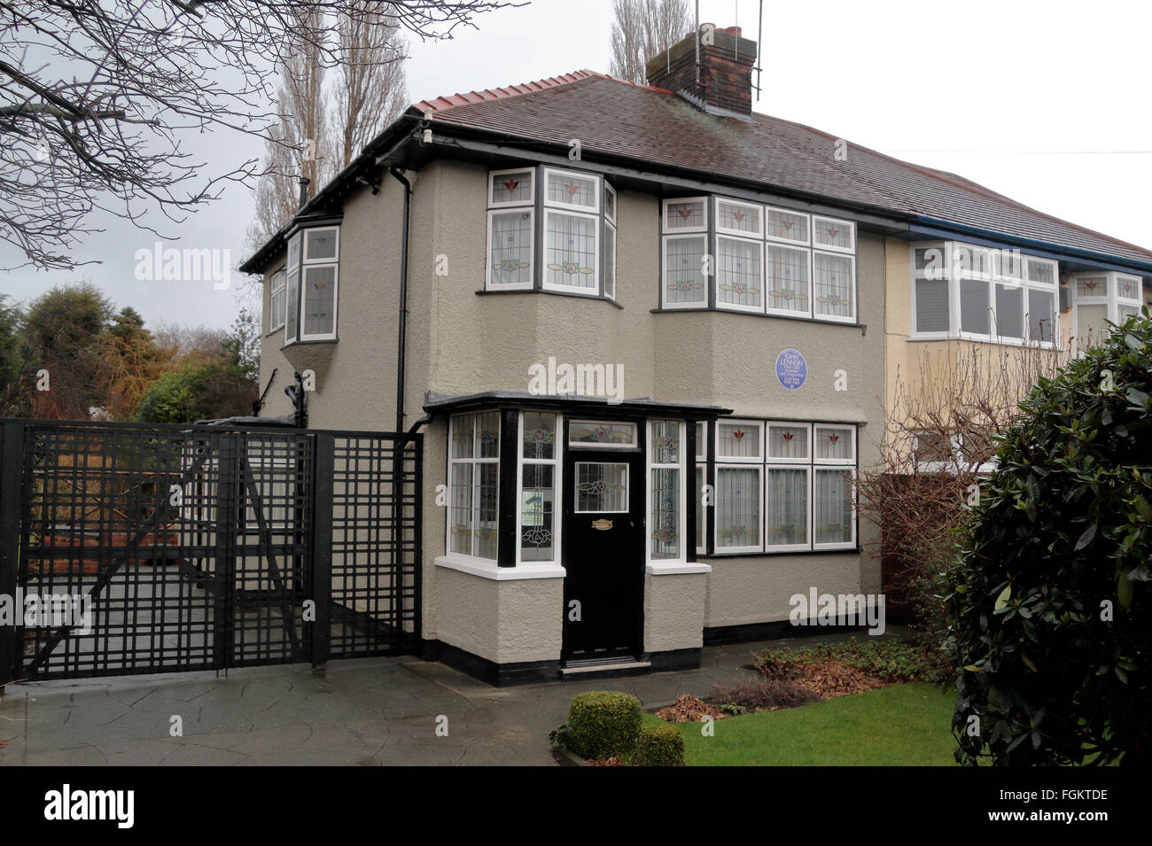 Mendips, 251 Menlove Ave, die Kindheit Zuhause von John Lennon, ein Teil der Welt berühmte Liverpool band The Beatles. Liverpool, Vereinigtes Königreich. Stockfoto