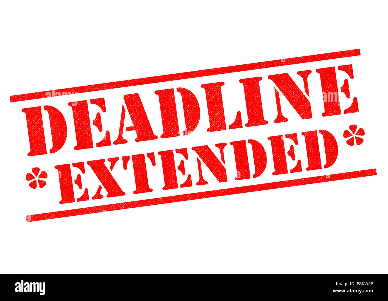 FRISTVERLÄNGERUNG roten Stempel auf einem weißen Hintergrund. Stockfoto