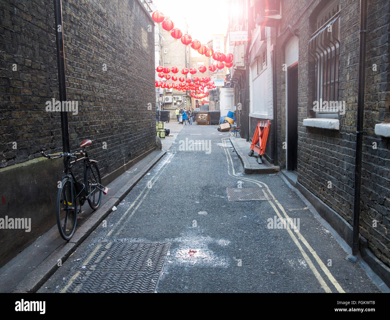 Laternen von Chinese New Year in Chinatown Stockfoto