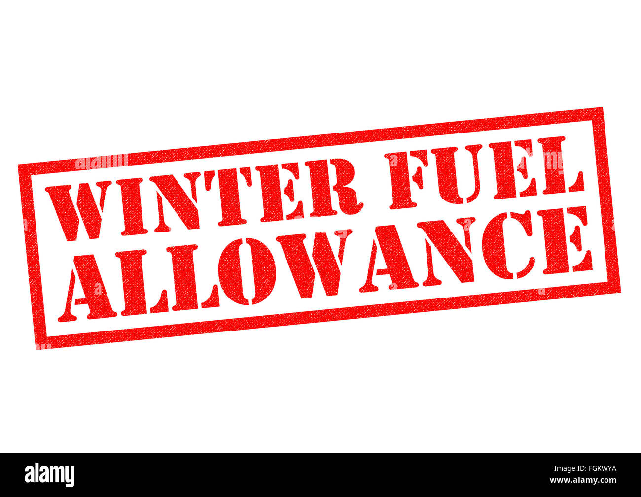 WINTER FUEL ALLOWANCE roten Stempel auf einem weißen Hintergrund. Stockfoto