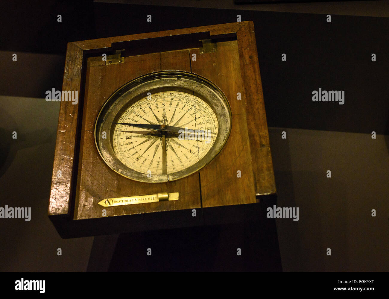 Einen alten Kompass im anthropologischen Museum, Stadt Madrid, Spanien Stockfoto