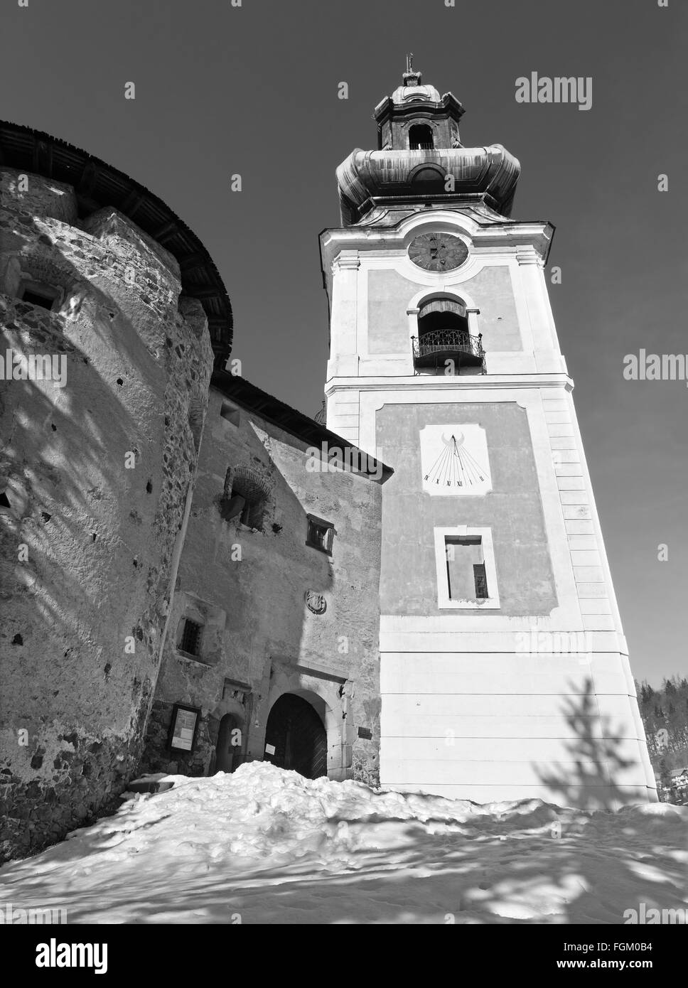 Banska Stiavnica - Turm des alten Schlosses. Stockfoto