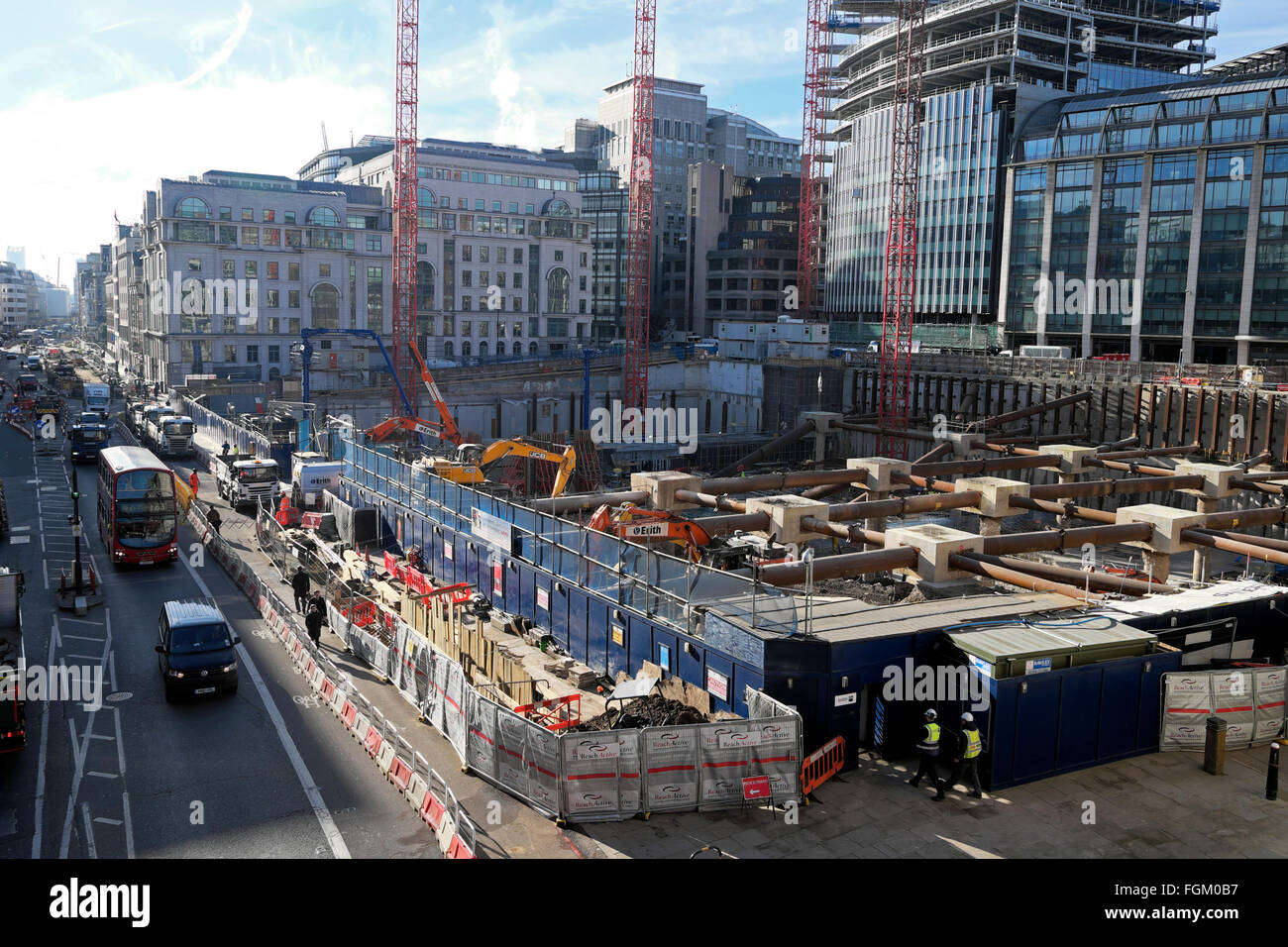 Goldman Sachs zentrale Bau Baustelle in der Nähe von Holborn Viadukt bei Farringdon Straße & 66 Shoe Lane in London UK KATHY DEWITT Stockfoto