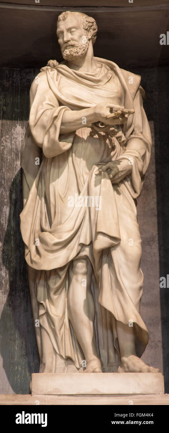 Rom, Italien - 27. März 2015: Die Skulptur des Heiligen Petrus von Leonardo Sormani (1530-1589) in der Kirche San Pietro in Montorio. Stockfoto