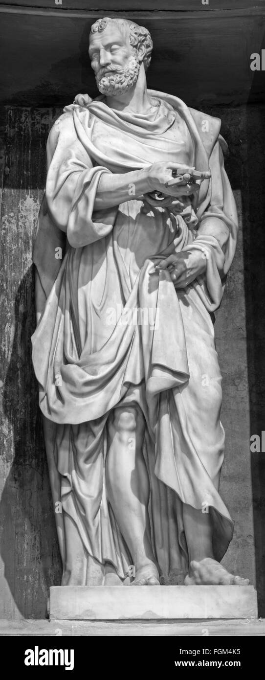 Rom, Italien - 27. März 2015: Die Skulptur des Heiligen Petrus von Leonardo Sormani (1530-1589) in der Kirche San Pietro in Montorio. Stockfoto