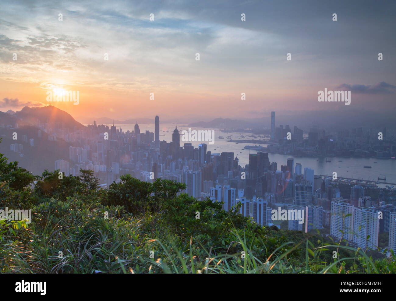 Ansicht von Hong Kong von Jardine Lookout, Hong Kong, China Stockfoto