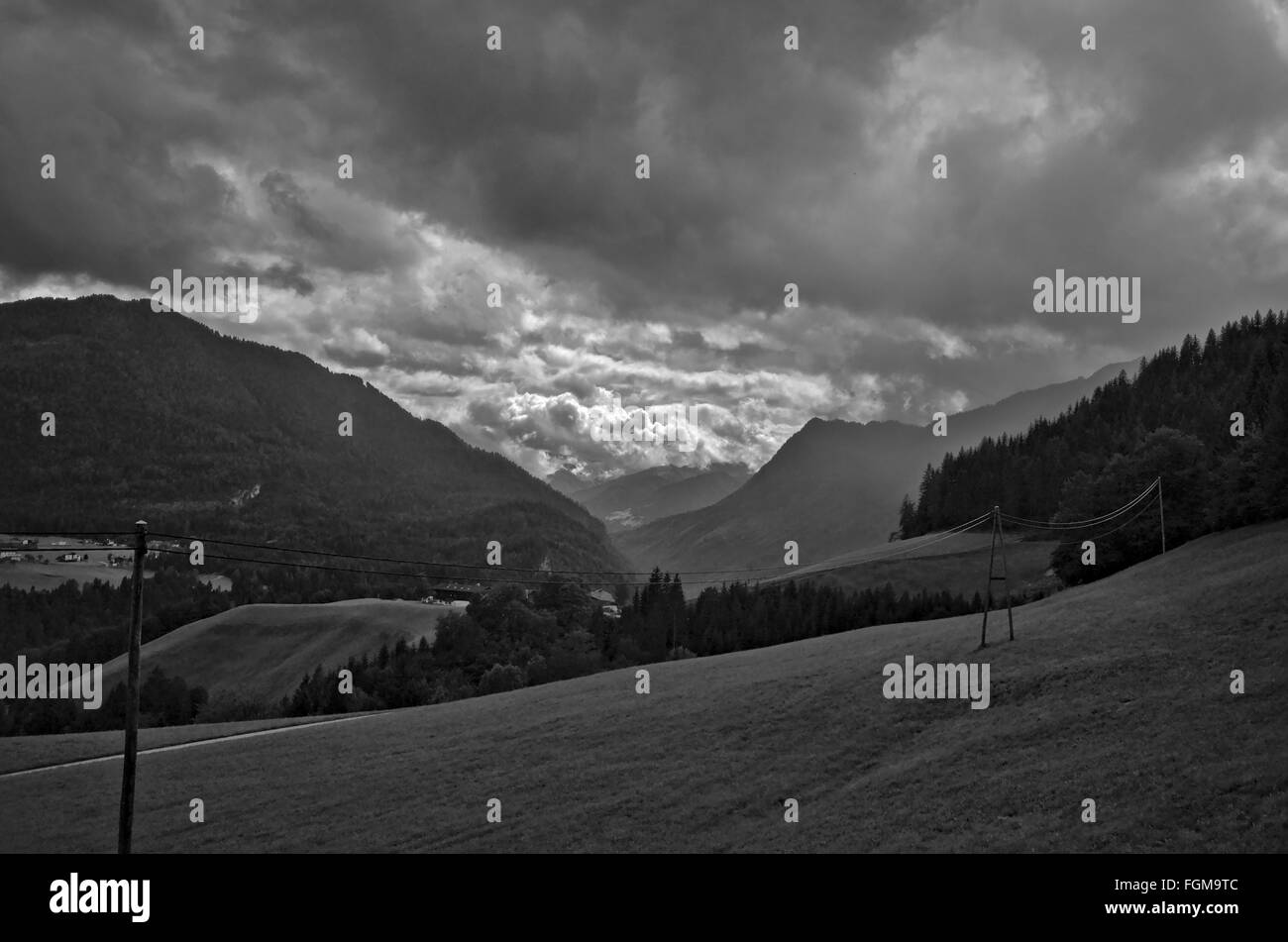 Schwerem Wetter über Brandenberg, Tyrol Stockfoto