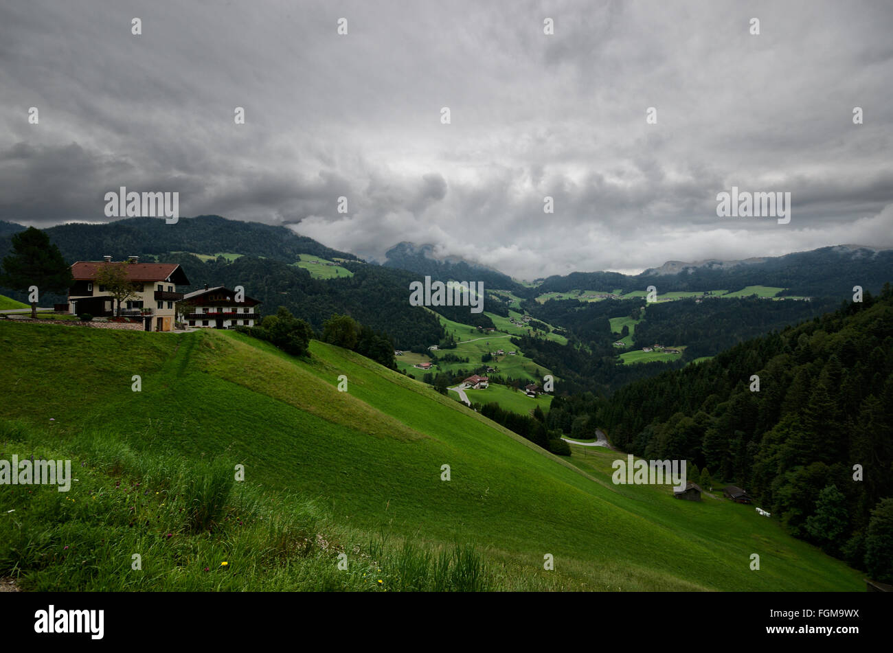 Schwerem Wetter über Brandenberg, Tyrol Stockfoto
