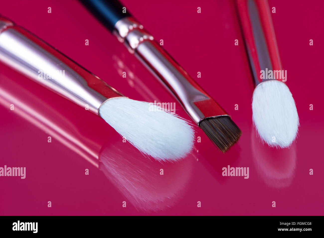 Nahaufnahme von einer Reihe von Make-up Pinsel Stockfoto