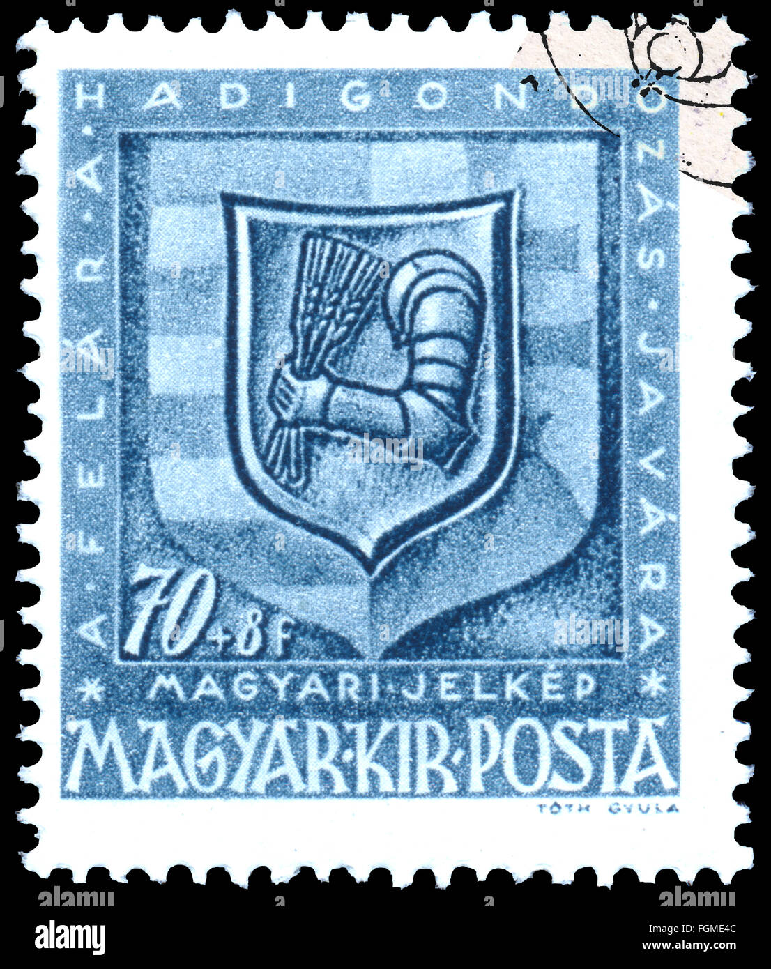 BUDAPEST, Ungarn - 3. Februar 2016: eine Briefmarke gedruckt von Ungarn, zeigt Kamm, circa 1943 Stockfoto