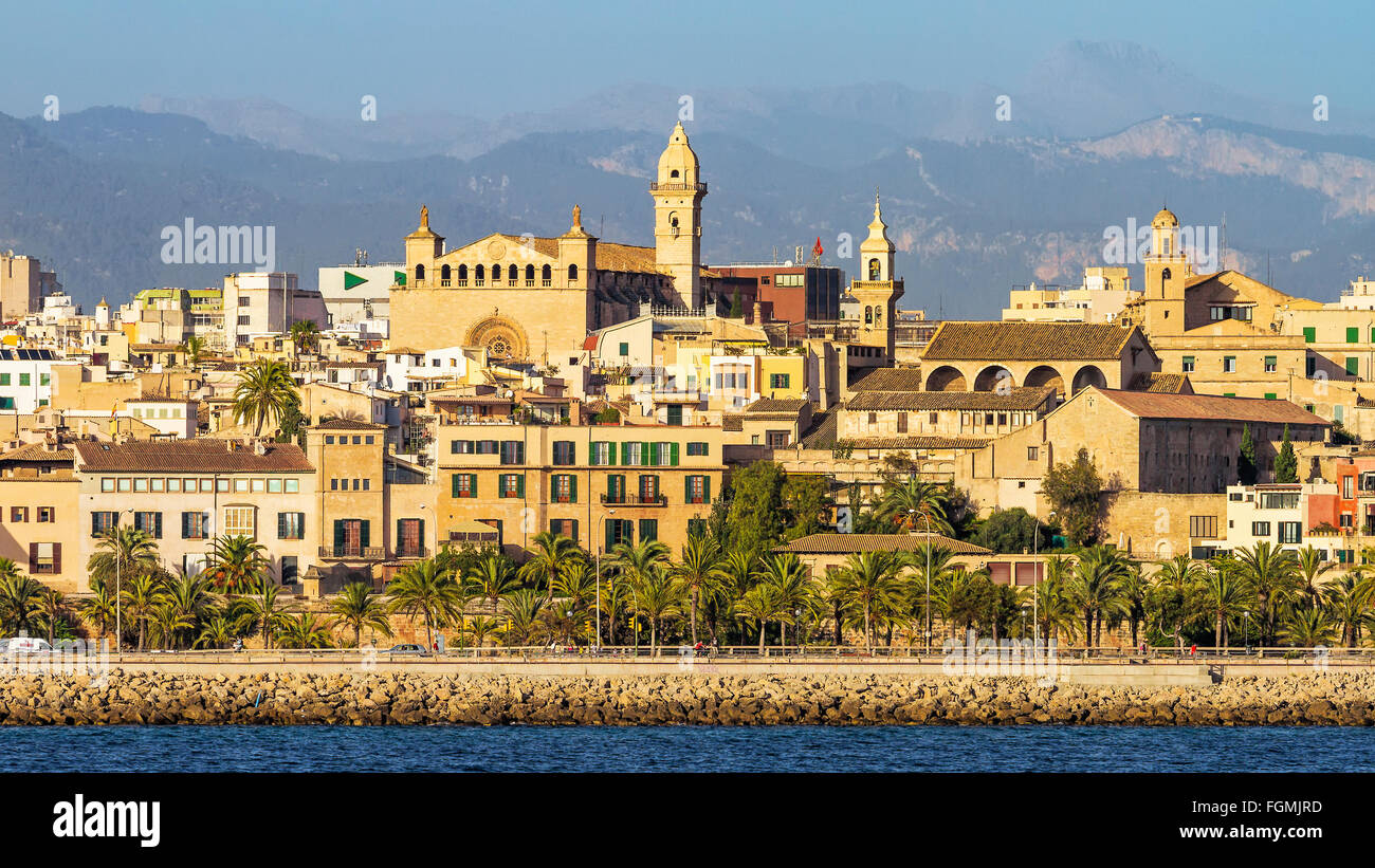 Blick vom Meer Palma Mallorca Spanien Stockfoto