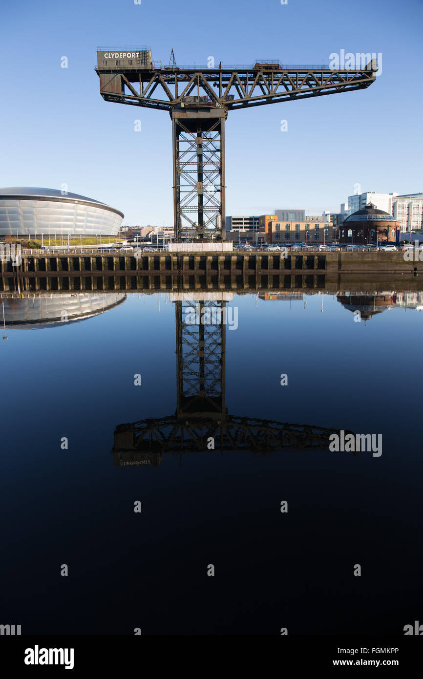 Glasgow Kran River Clyde Stockfoto