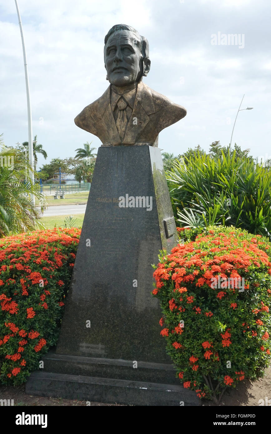 Statue von Franklin Delano Roosevelt in Mittelamerika von Panama-Stadt Stockfoto
