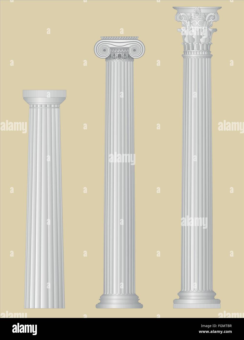 Griechische Säulen mit details Stock Vektor